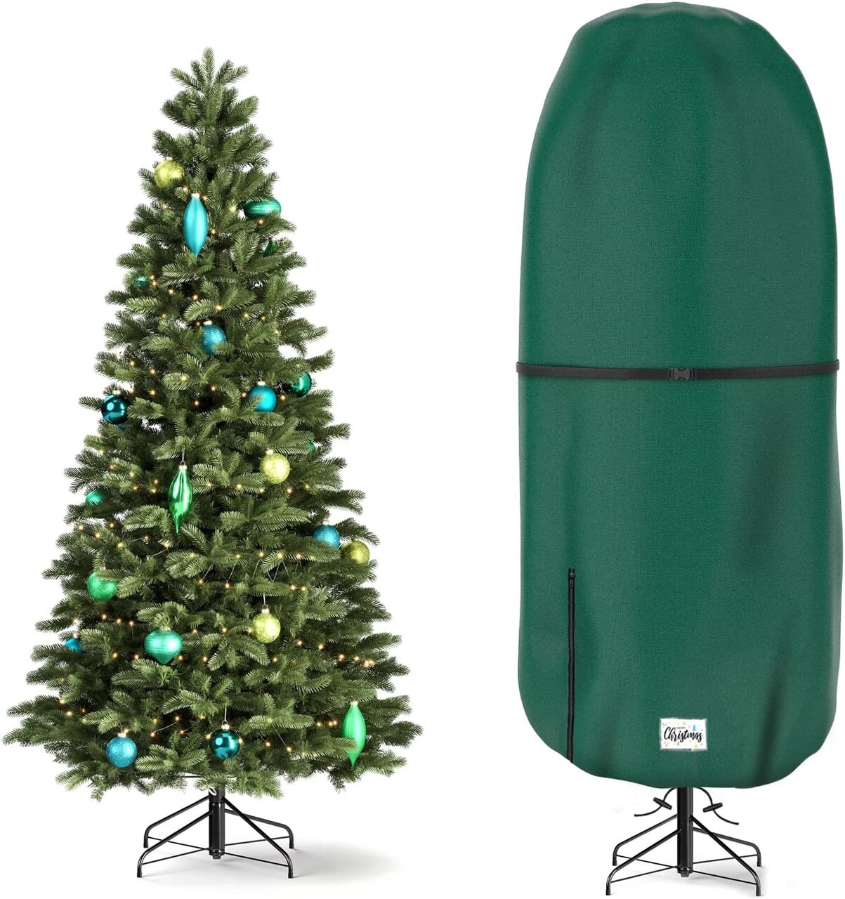 Upright Christmas Tree Storage Cover (Green) 47.5"D x 47.5"W x 108"H